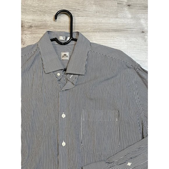 Peter Millar Gray Striped Cotton Button Front Long Sleeve Shirt Size XL‎ - Picture 2 of 6